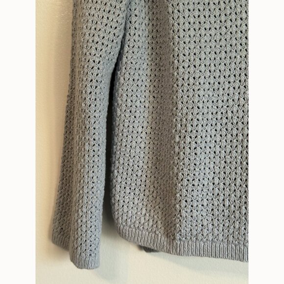 J. Jill Open Knit Lace Up Sweater Women’s Size M Gray Boho Coastal - Picture 7 of 11